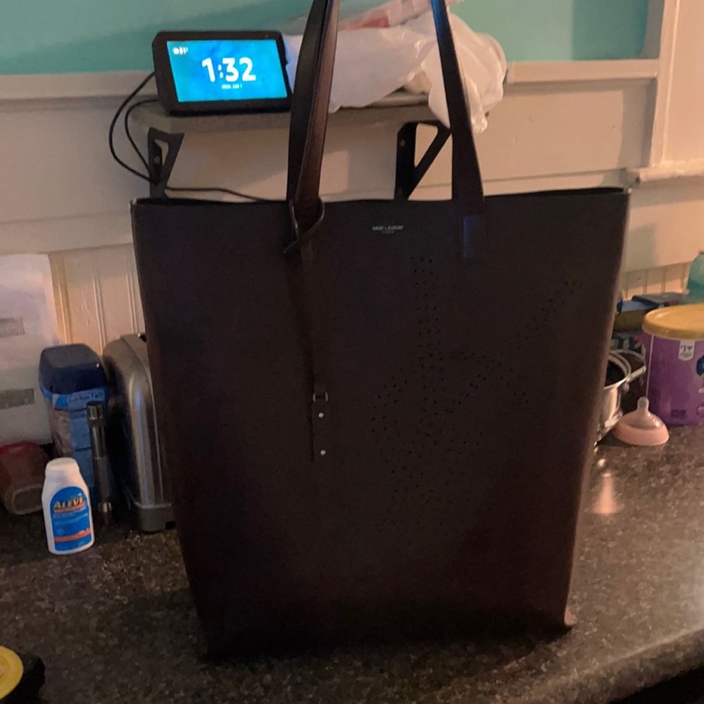 Saint Laurent tote bag dark brown leather